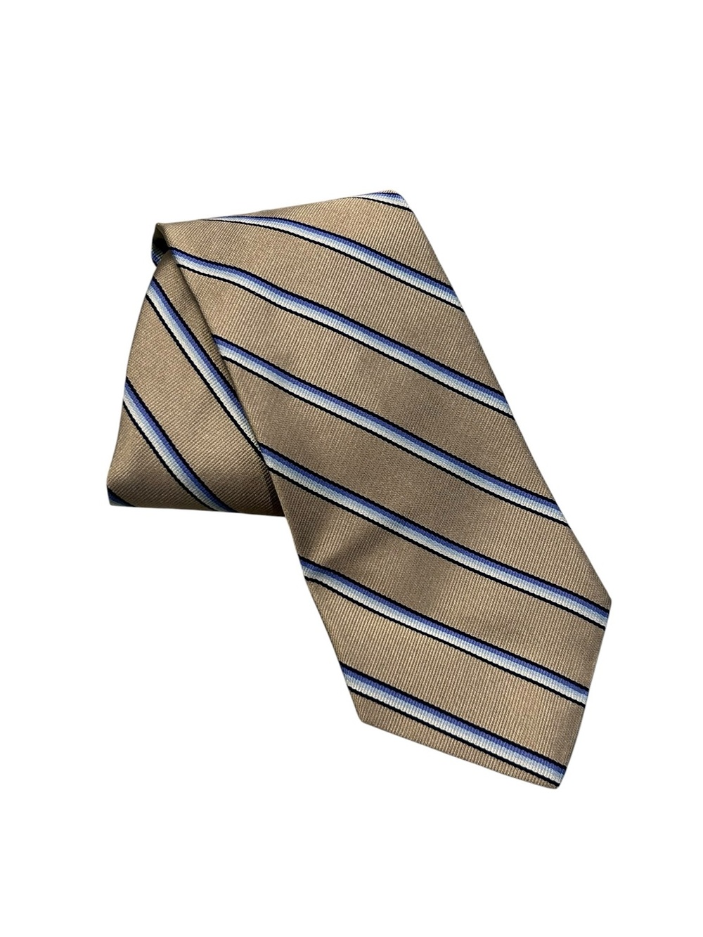 Brooks Brother Makers Silk Men’s Gold Blue Striped Tie Silk Formal